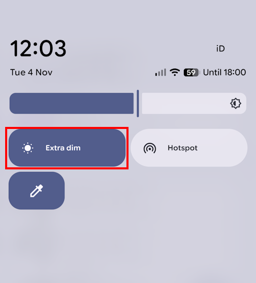 The Extra-dim quick settings shortcut